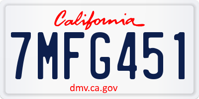 CA license plate 7MFG451