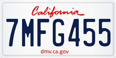 CA license plate 7MFG455