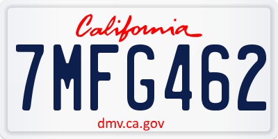 CA license plate 7MFG462