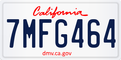 CA license plate 7MFG464