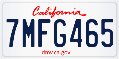 CA license plate 7MFG465