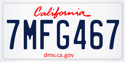 CA license plate 7MFG467