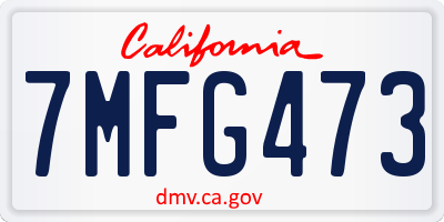 CA license plate 7MFG473