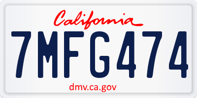 CA license plate 7MFG474