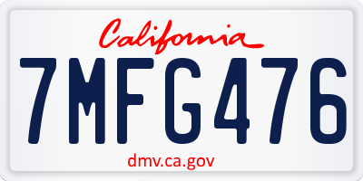 CA license plate 7MFG476