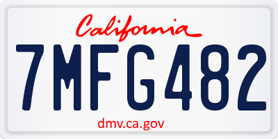 CA license plate 7MFG482
