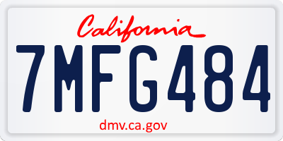 CA license plate 7MFG484