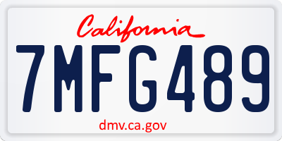 CA license plate 7MFG489