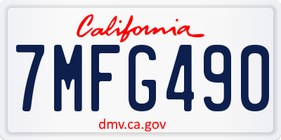 CA license plate 7MFG490