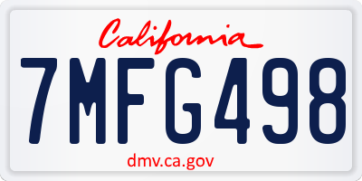 CA license plate 7MFG498