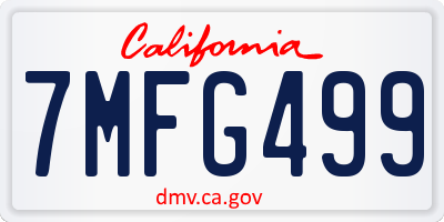 CA license plate 7MFG499
