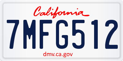 CA license plate 7MFG512