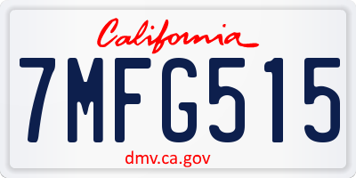 CA license plate 7MFG515