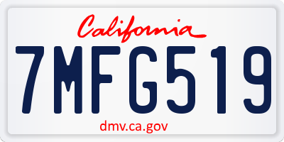 CA license plate 7MFG519