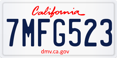 CA license plate 7MFG523
