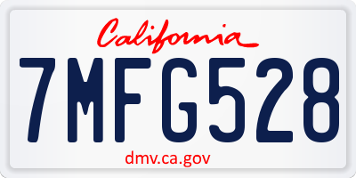 CA license plate 7MFG528