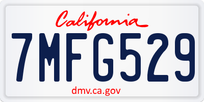 CA license plate 7MFG529