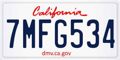 CA license plate 7MFG534