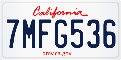 CA license plate 7MFG536