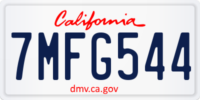 CA license plate 7MFG544