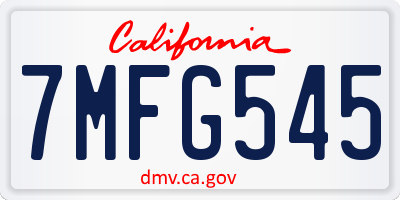 CA license plate 7MFG545
