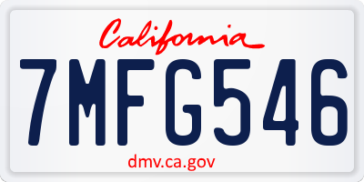 CA license plate 7MFG546