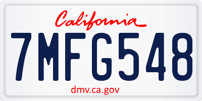 CA license plate 7MFG548