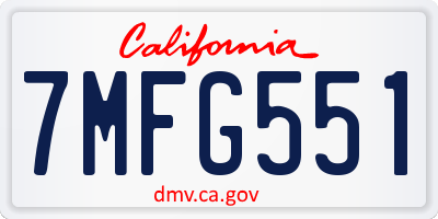 CA license plate 7MFG551