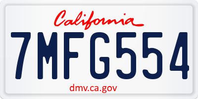 CA license plate 7MFG554