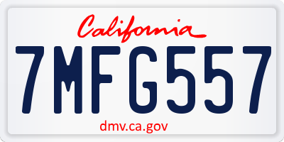 CA license plate 7MFG557