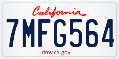 CA license plate 7MFG564