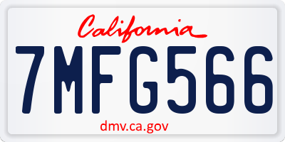 CA license plate 7MFG566