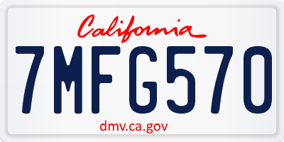 CA license plate 7MFG570