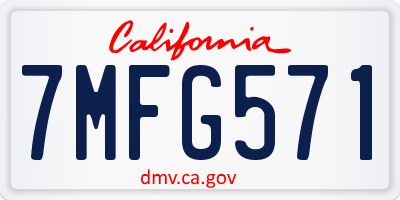 CA license plate 7MFG571