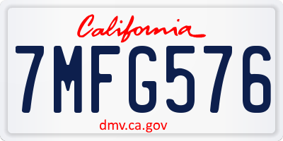 CA license plate 7MFG576