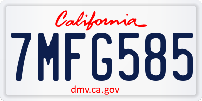 CA license plate 7MFG585