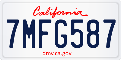 CA license plate 7MFG587