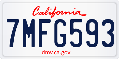 CA license plate 7MFG593