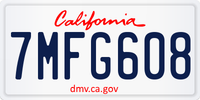 CA license plate 7MFG608