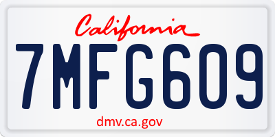 CA license plate 7MFG609