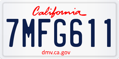 CA license plate 7MFG611