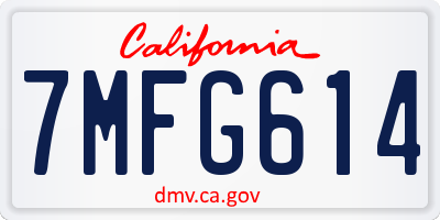 CA license plate 7MFG614