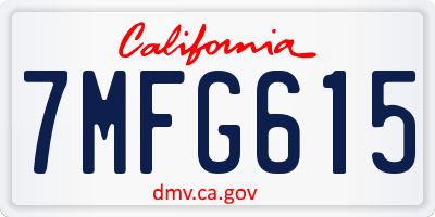 CA license plate 7MFG615