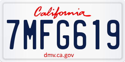 CA license plate 7MFG619