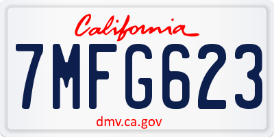 CA license plate 7MFG623