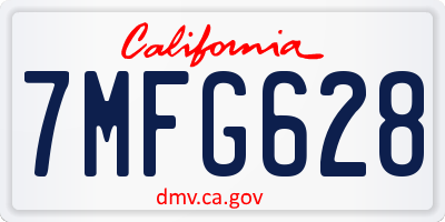 CA license plate 7MFG628