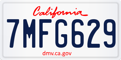 CA license plate 7MFG629