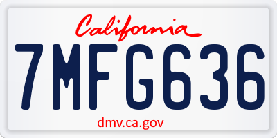 CA license plate 7MFG636