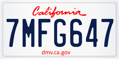 CA license plate 7MFG647