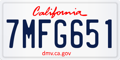 CA license plate 7MFG651